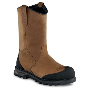 Red Wing Burnside 11-inch Waterproof Safety Toe Pull-On Mens Safety Boots Brown/Black - Style 4201